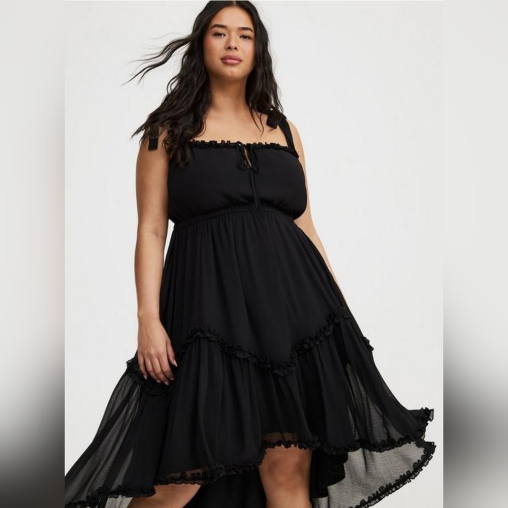 Torrid High-Low Tie-Detail Dress  in Deep Black - 1x